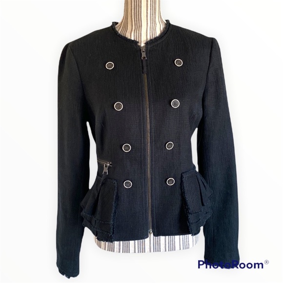 Banana Republic Jackets & Blazers - Banana Republic Textured Ruffle Jacket Stretch Zip